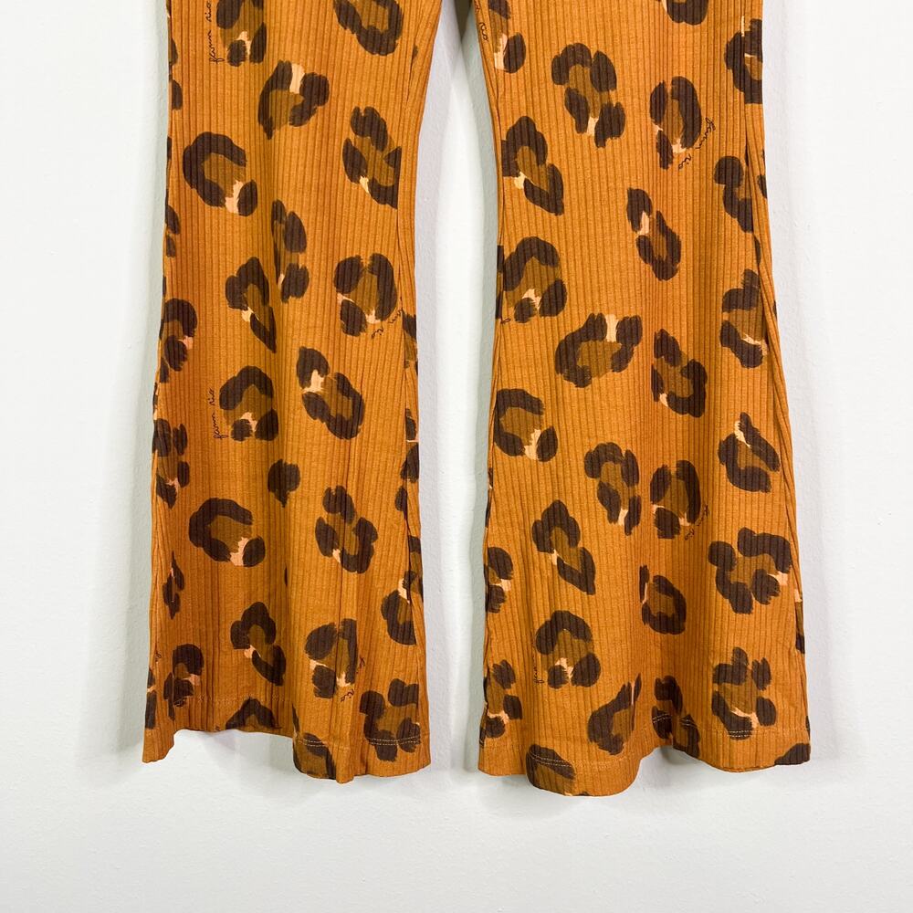 FARM Rio | Leopard Cheetah Print Ribbed Pull On Flare Lounge Pants Large L - Picture 4 of 10
